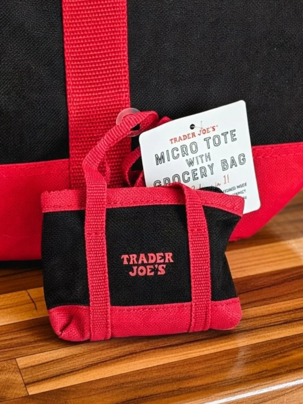 ❤️  Trader Joe’s large Black/Red Insulated Tote & TJ's Zippered Mini Bag